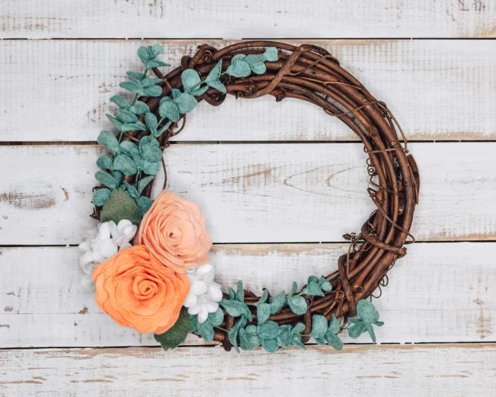 felt flowers wreath