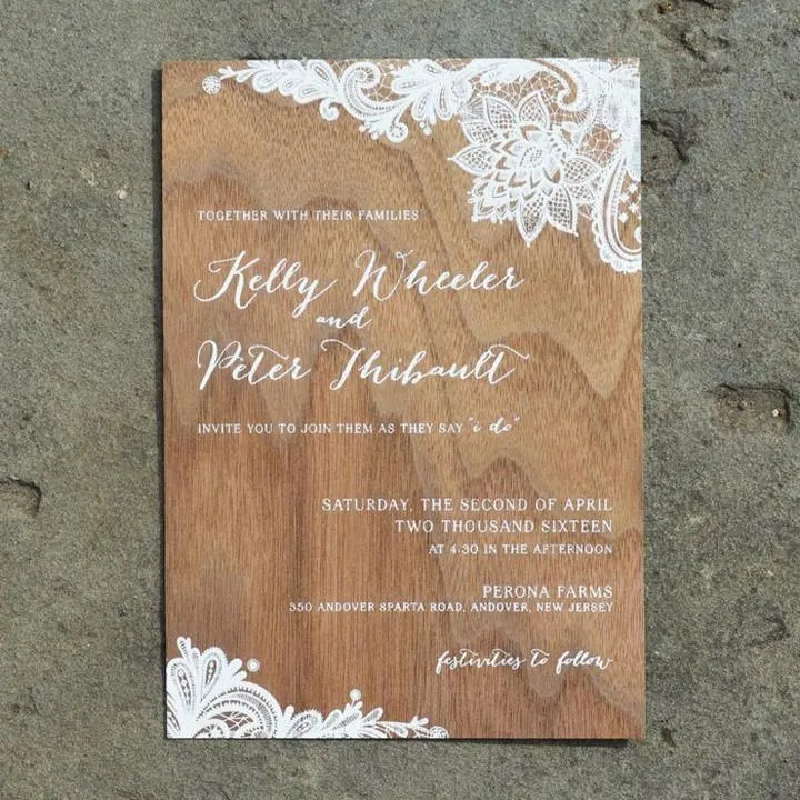 wood wedding invitation