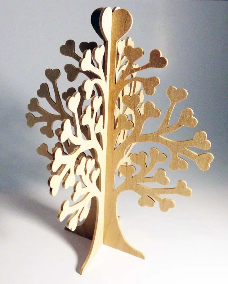 balsa wood tree cut with a cricut