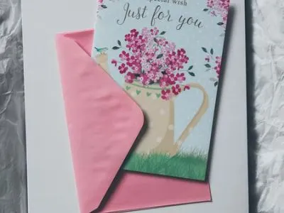 Just For You card with pink envelope