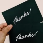 "Thanks" card in black