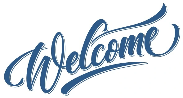 Curved text welcome sign