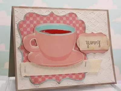 Card with coffee cup on it